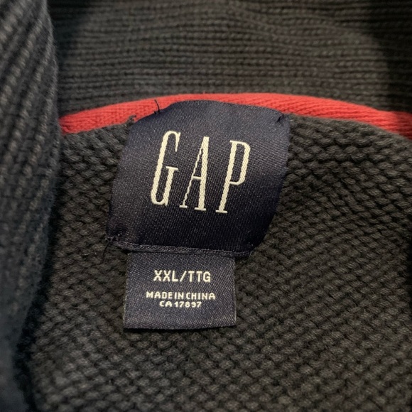 GAP Men's Navy Blue Chunky Knit Shawl Collar Cardigan Sweater XXL - Picture 4 of 5